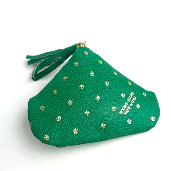 Vintage Fiocchi Italian Leather Gold & Green Coin Purse - Picture 2 of 3